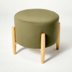 Elroy Round Velvet Ottoman With Wooden Legs - Threshold™ Designed With Studio McGee -Threshold Designed W/Studio Mcgee GUEST 1d22f669 2a10 491f 9147 d5d1729c7a8d