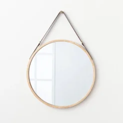 26" Wood Mirror With Pleather Strap Hanger - Threshold™ Designed With Studio McGee -Threshold Designed W/Studio Mcgee GUEST 2dcb4778 974a 4df9 97e6 162547563357