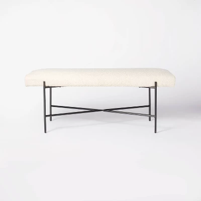 Clarkston Metal Base Upholstered Bench Cream Boucle - Threshold™ Designed With Studio McGee 4 Clarkston Metal Base Upholstered Bench Cream Boucle - Threshold™ Designed With Studio McGee - Image 2