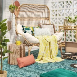 Wicker & Metal Outdoor Patio Chair, Egg Chair Natural - Threshold™ Designed With Studio McGee -Threshold Designed W/Studio Mcgee GUEST 98121453 7012 488d ba4f 18f874372531