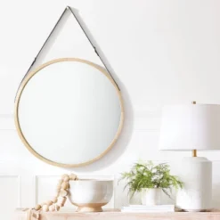 26" Wood Mirror With Pleather Strap Hanger - Threshold™ Designed With Studio McGee -Threshold Designed W/Studio Mcgee GUEST d09c0998 ed36 4998 b828 cbc40cbee6da