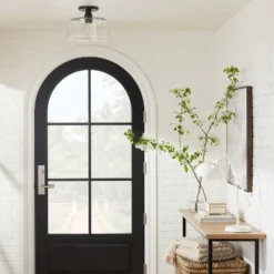 Glass Semi Flushmount Ceiling Light Black - Threshold™ Designed With Studio McGee