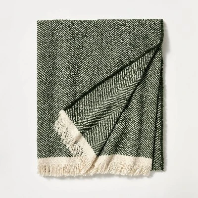 Herringbone Frayed Edges Throw Blanket - Threshold™ Designed With Studio McGee 6 Herringbone Frayed Edges Throw Blanket - Threshold™ Designed With Studio McGee - Image 4